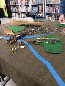 (6) T3: Overall view of the Vanguard Division confronting the many many French forces heading their way. One of the infantry units has gone to square, just in case.